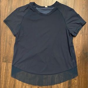 navy lululemon open back short sleeve top
